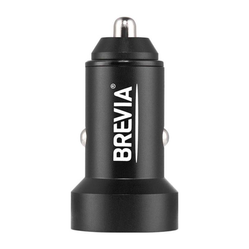 Автомобільний зарядний пристрій Brevia ePower DualMetal Display 48W 1xUSB-C+1xUSB-A, чорний металік