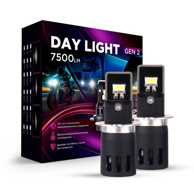 Світлодіодні автолампи Carlamp Day Light Gen 2 H3 5800K 7500 Lm (DLG2H3)
