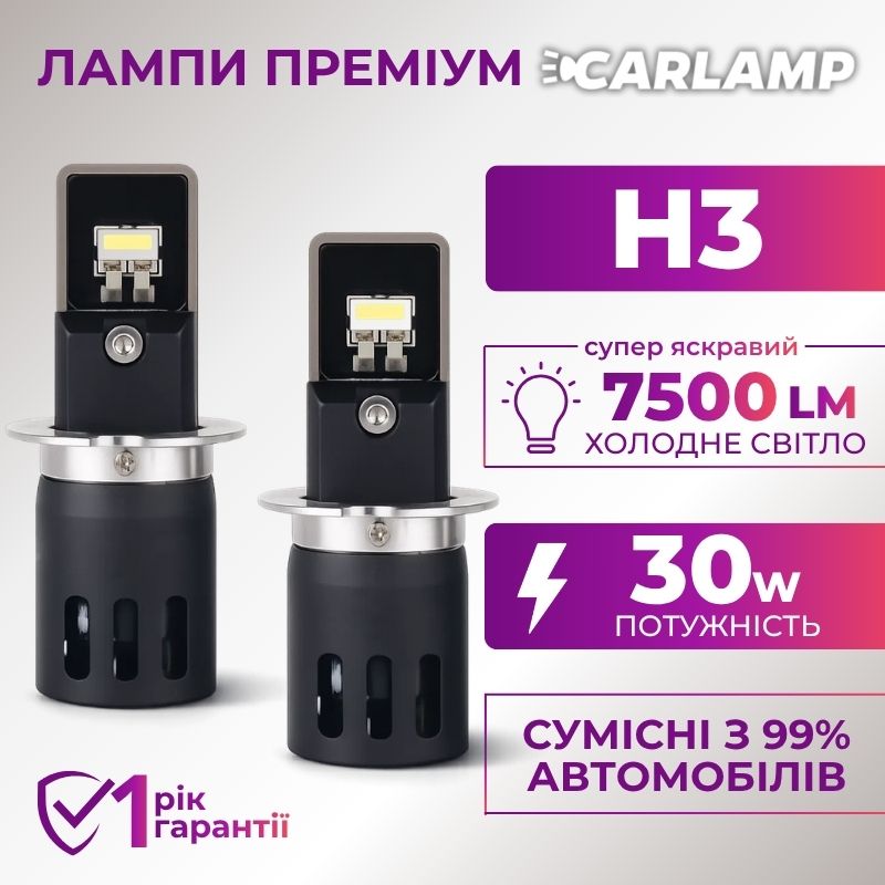 Светодиодные автолампы Carlamp Day Light Gen 2 H3 5800K 7500 Lm (DLG2H3)