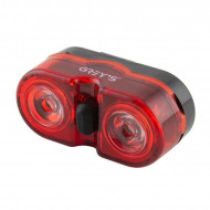 Задний фонарь на велосипед 2 светодиода Grey's 2хAAA влагостойкий 3 режима до 5 часов работы (GR11160)