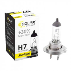 Лампа галогенна Solar H7 12V +30% 1шт (1207)
