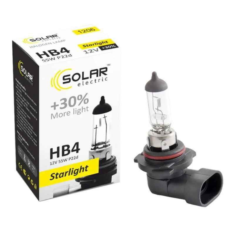 Лампа галогенна Solar HB4 12V +30% 1шт (1206)