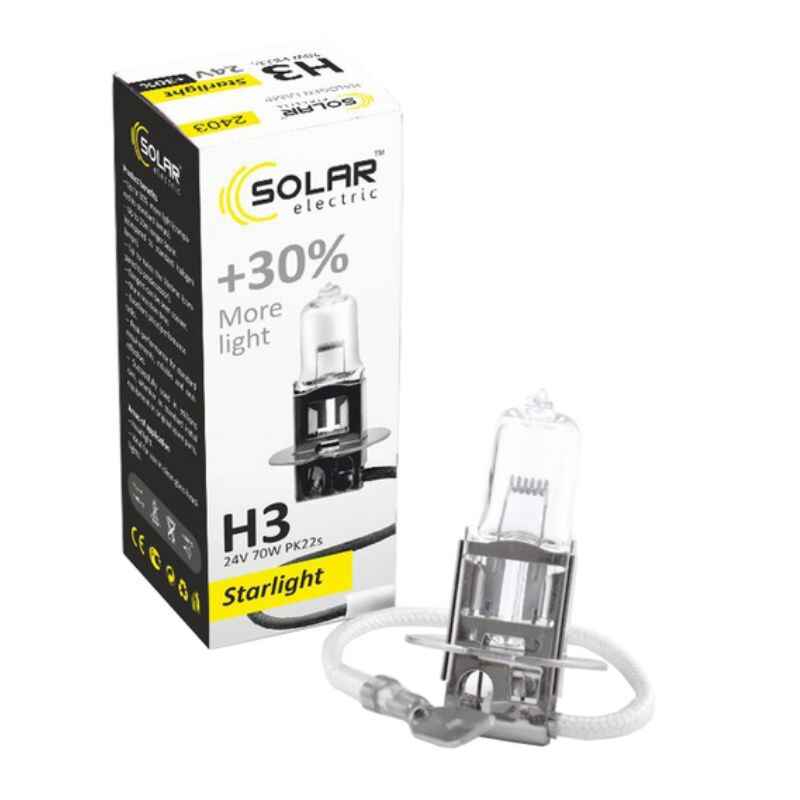 Лампа галогенна Solar H3+30% 24V 1шт (2403)