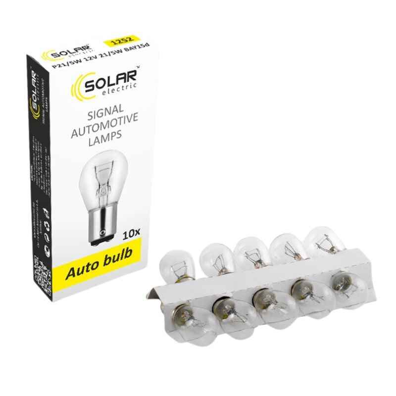Лампи галогенні Solar P21/5W 12V 10 штук (одна упаковка) (1252)