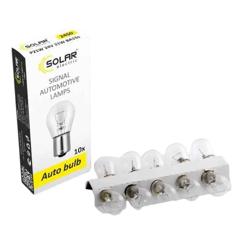 Лампи галогенні Solar P21W 24V 10 штук (одна упаковка) (2450)