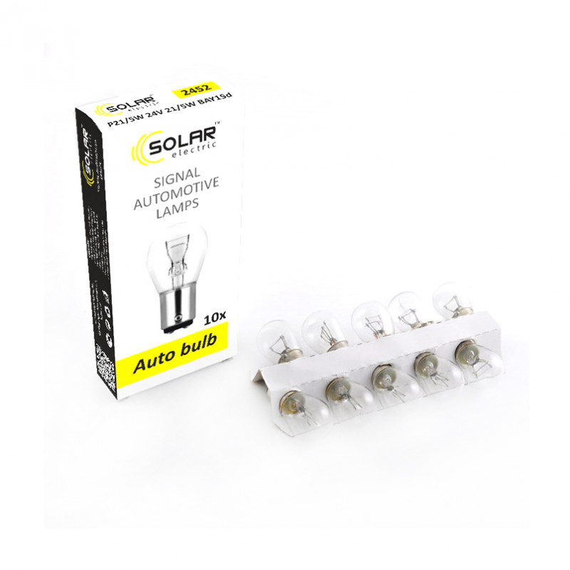 Лампи галогенні Solar P21/5W 24V 10 штук (одна упаковка) (2452)