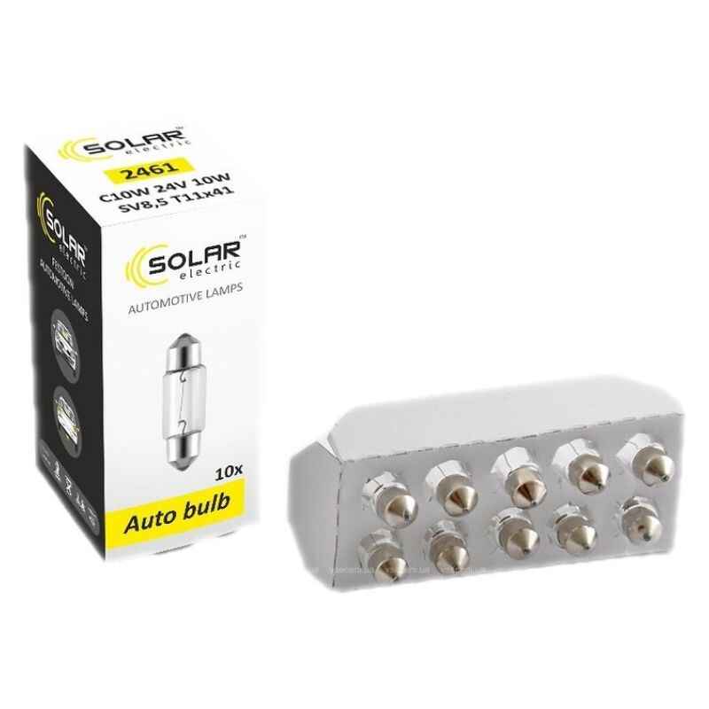 Лампи галогенні Solar C10W T11x41 24V 10 штук (одна упаковка) (2461)