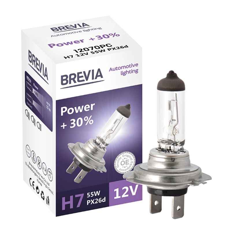 Лампа галогенна цоколь H7 Brevia Power +30% 1шт (12070PC)