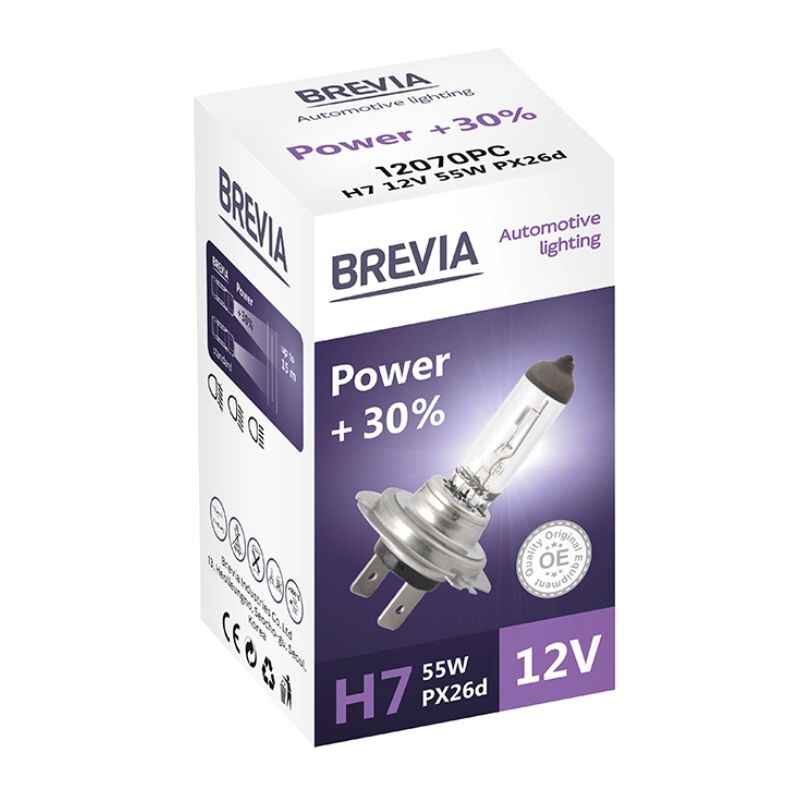 Лампа галогенна цоколь H7 Brevia Power +30% 1шт (12070PC)