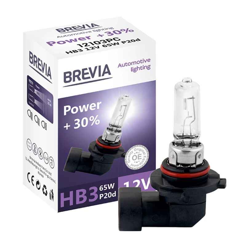 Лампа галогенна цоколь HB3 Brevia Power +30% 1шт (12103PC)