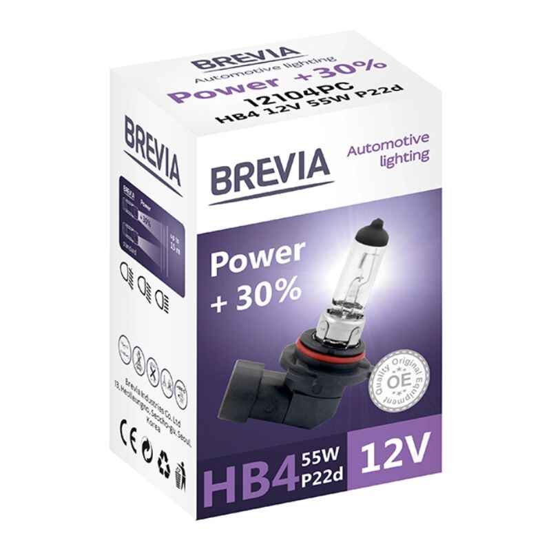 Лампа галогенная цоколь HB4 Brevia Power +30% 1шт (12104PC)