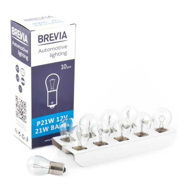 Лампи галогенні Brevia P21W 12V 10 штук (одна упаковка) (12301C)