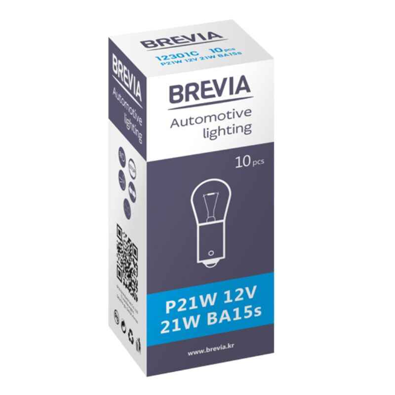 Лампи галогенні Brevia P21W 12V 10 штук (одна упаковка) (12301C)