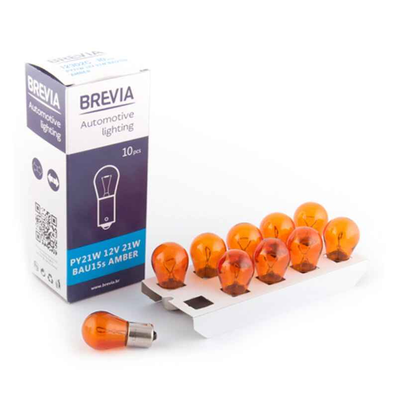 Лампи галогенні PY21W Brevia Amber 12V 10 штук (одна упаковка) (12302C)