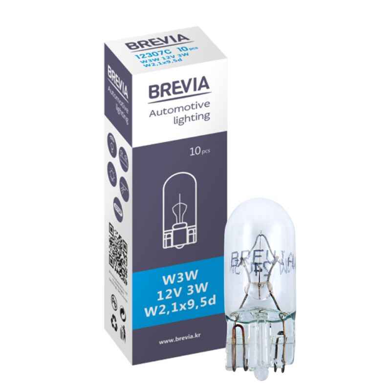 Лампи галогенні Brevia W3W 12V 10 штук (одна упаковка) (12307C)