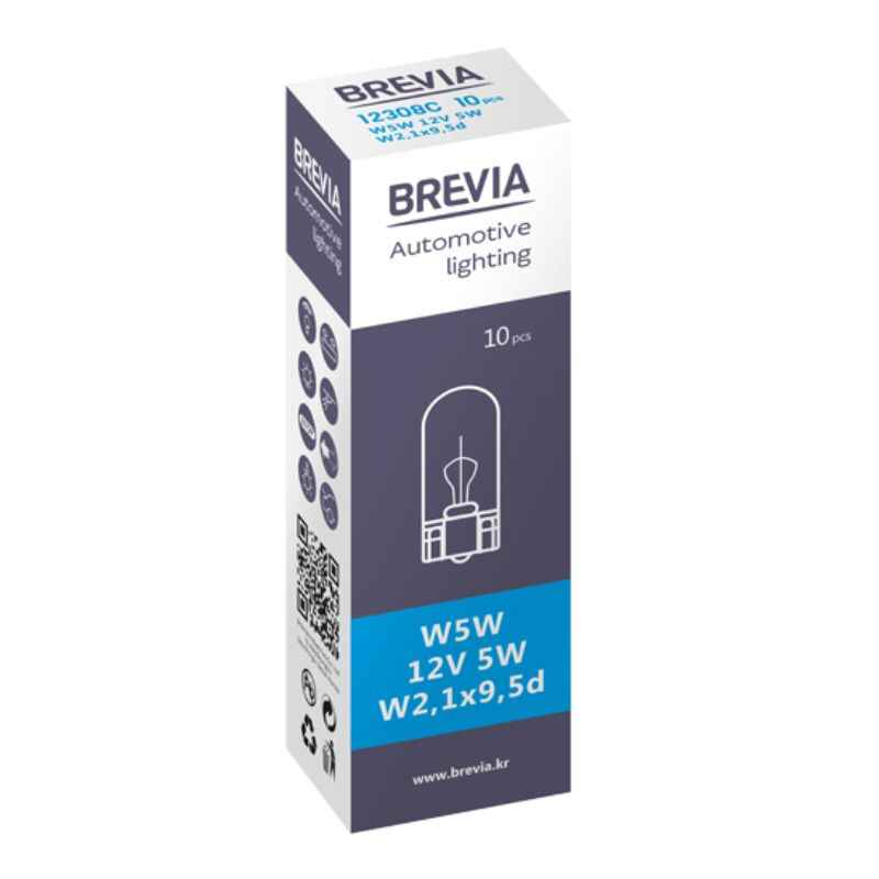 Лампи галогенні Brevia W5W 12V 10 штук (одна упаковка) (12308C)