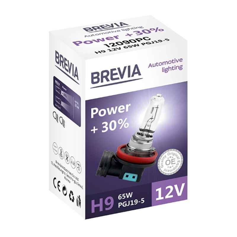 Лампа галогенна цоколь H9 Brevia Power +30% 1шт (12090PC)