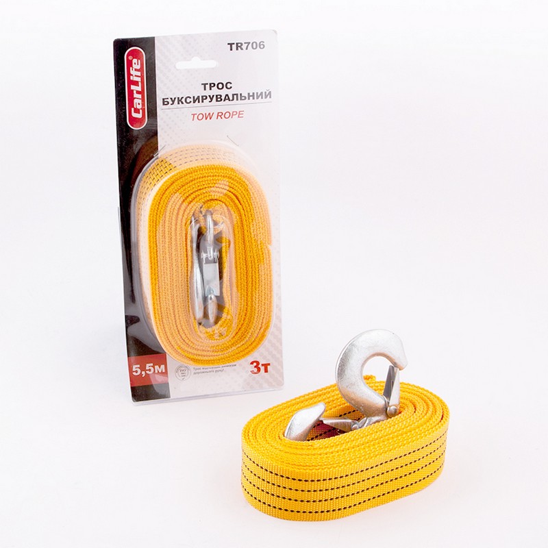Трос буксирувальний 3т 5,5м CarLife (TR706)