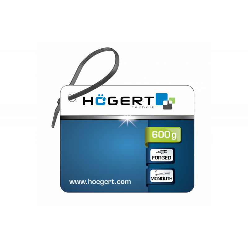 Молоток теслярський монолітний 600 г з рукояткою зі скловолокна Hogert (HT3B094)