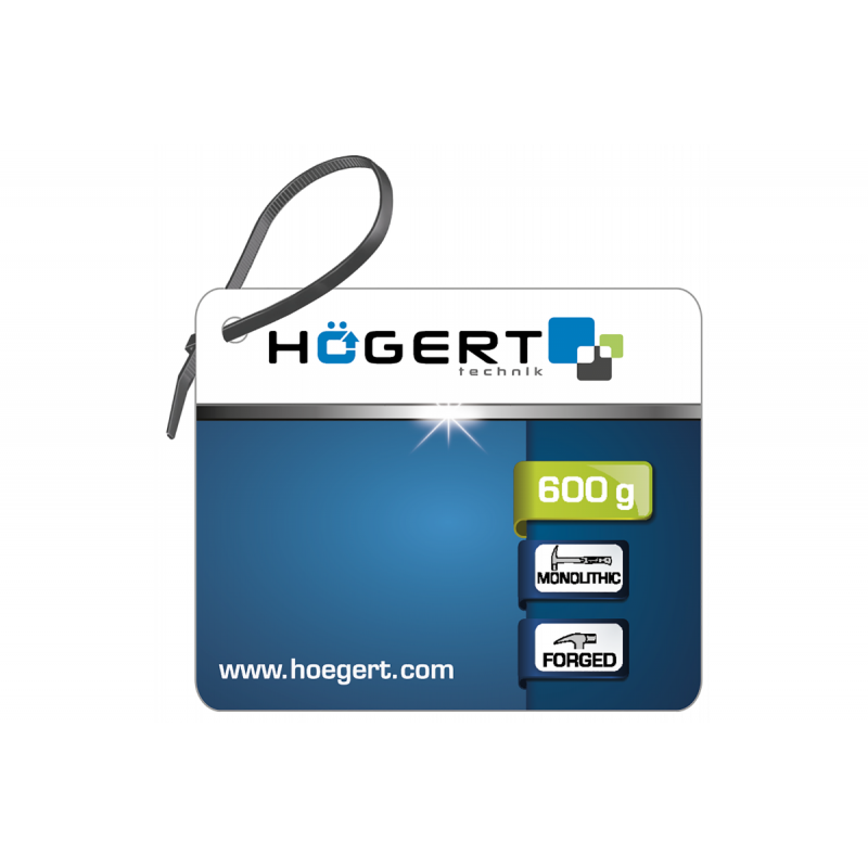 Молоток муляра монолітний 600 г з рукояткою зі скловолокна Hogert (HT3B033)