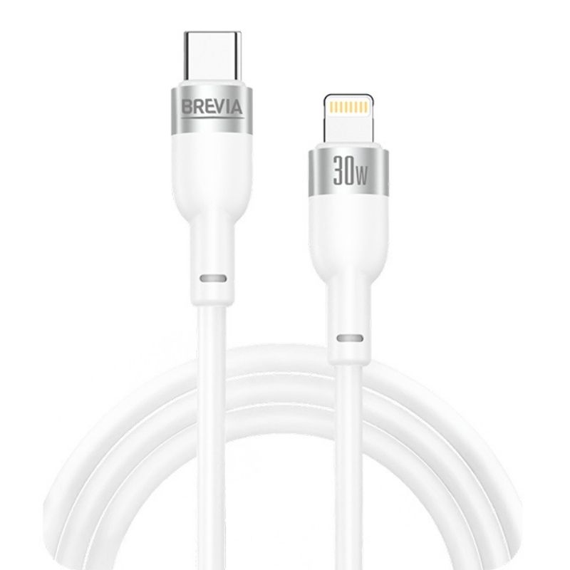 Кабель BREVIA Type-C to Lightning 30W 1.2m, white, box (250шт.) (52120WCLC1)