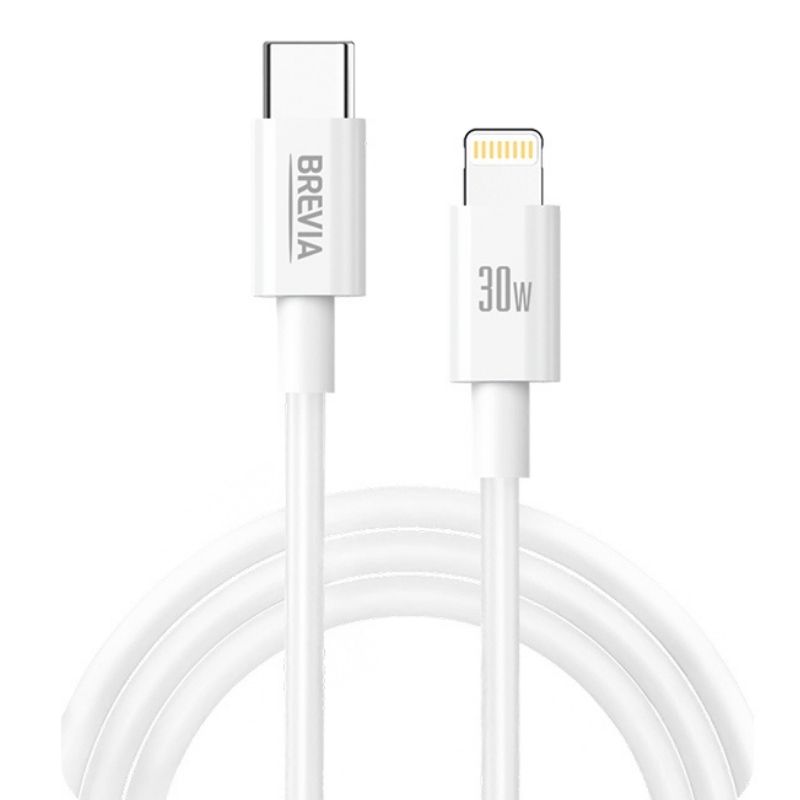 Кабель BREVIA Type-C to Lightning 30W 1m, white, box (250шт.) (55100WCLC1)