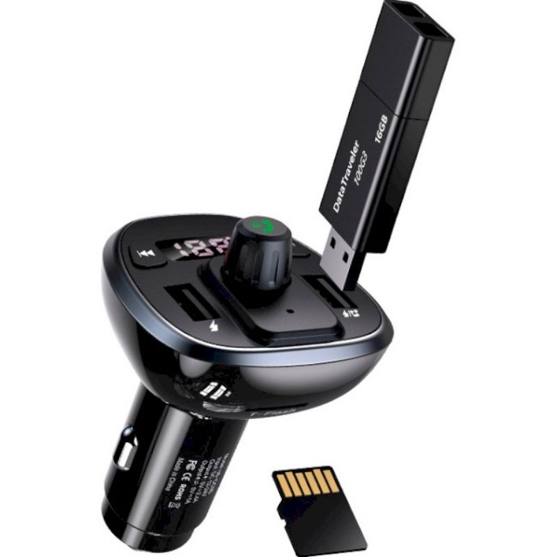 FM модулятор FM трансмітер для авто Bluetooth 3.4 Usams Dual USB білий (CC115GC01)