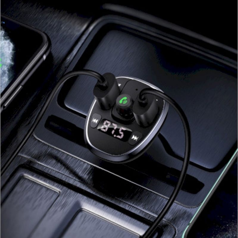FM модулятор FM трансмітер для авто Bluetooth 3.4 Usams Dual USB білий (CC115GC01)