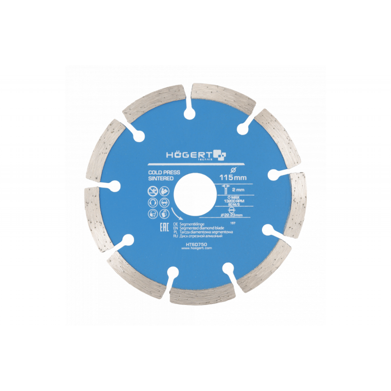Відрізний диск алмазний сегментний 115х2х22.3 мм Hogert (HT6D750)
