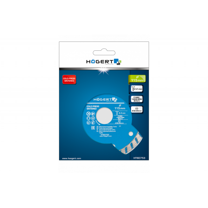 Диск алмазний відрізний turbo 115х2х22.3 мм Hogert (HT6D753)