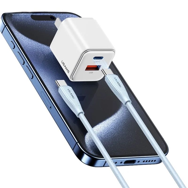 Кабель для зарядки і передачі даних Type-C-Type-C 480Мб/с 60W 1м блакитний Usams Green Series (SJ716USB03)