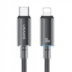 Кабель для зарядки і передачі даних Type-C-Lightning 480Мб/с 30W 1.2м чорний Usams With Light-Cloud Series (SJ659USB01)