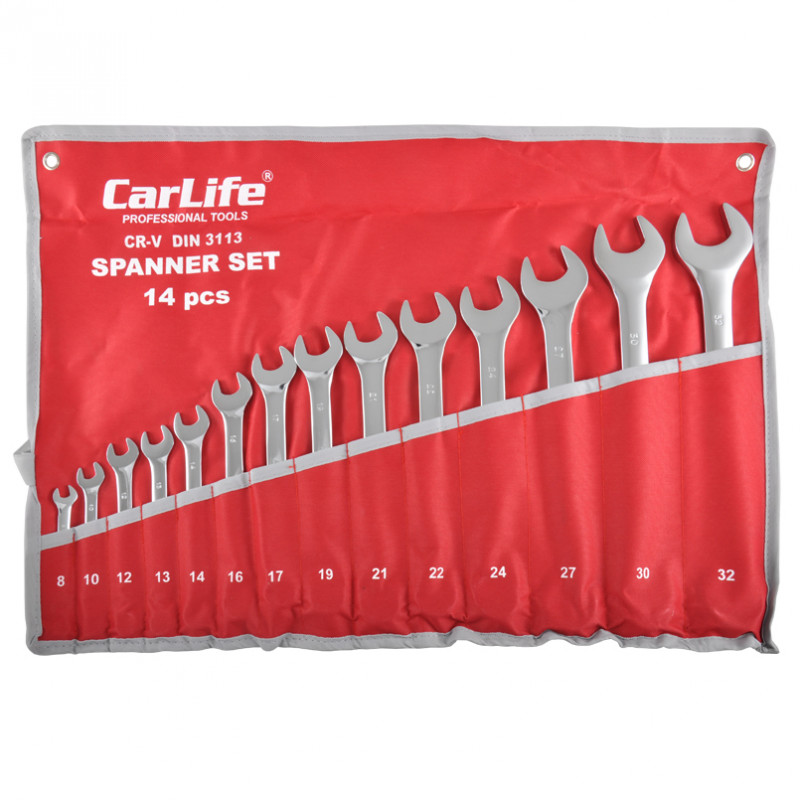 Набір ключів комб CARLIFE 14шт 8-32 мм 8-10-12-13-14-16-17-19-21-22-24-27-30-32 (WR4214)