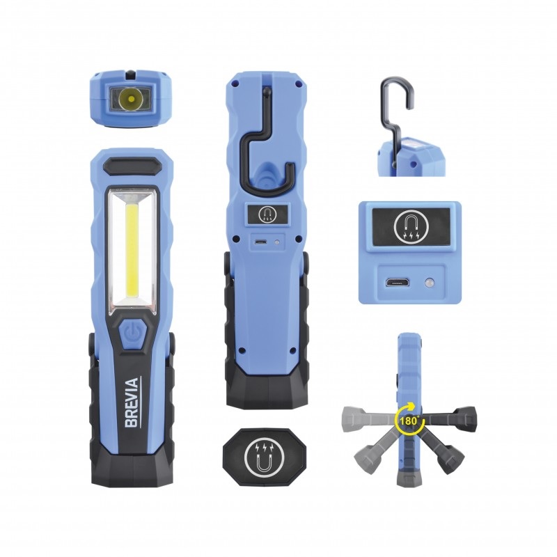 Лампа інспекційна LED 3W COB+1W LED 300lm 2000mAh microUSB Brevia (11320)