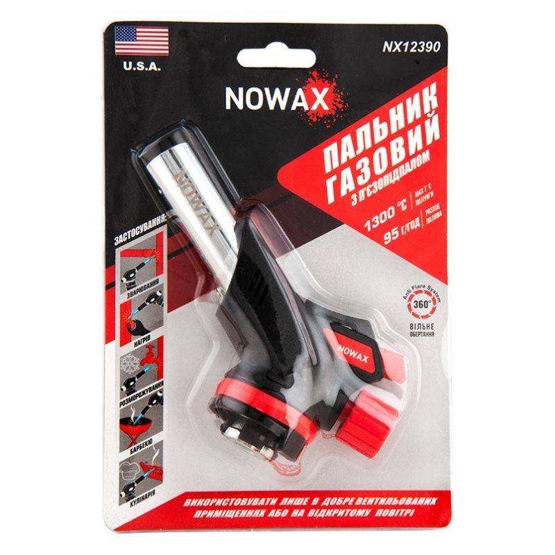 Горелка газовая с пьезоподжигом 1300W 95г/ч NOWAX (NX12390)