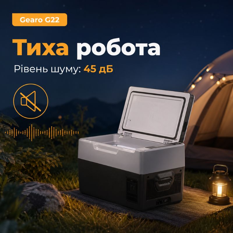 Портативний холодильник 22л Gearo автохолодильник компресорний пластиковий 12/24В 220В (G22)