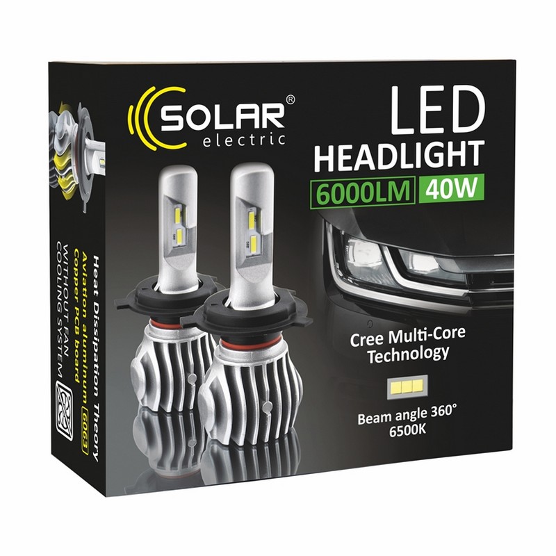 Світлодіодні автолампи H11 LED SOLAR CANBUS 12/24V 6500K 6000Lm 50W Cree Chip 1860 (8611)