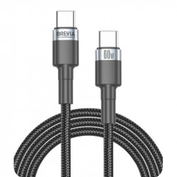 Кабель BREVIA Type-C to Type-C 60W 1,2m, black, box (250шт.) (53120BCCC1)
