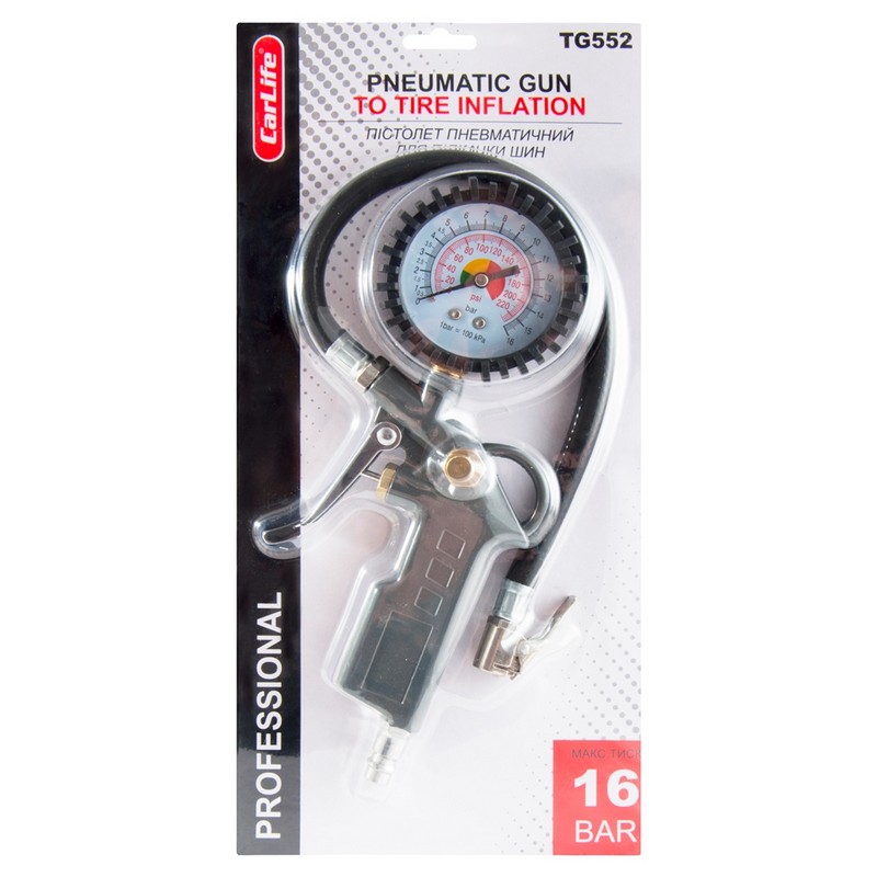 Пневмопістолети для підкачування шин Сarlife 16bar шланг 37см (TG552)