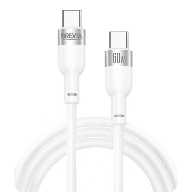 Кабель BREVIA Type-C to Type-C 60W 1.2m, white, box (250шт.) (52120WCCC1)