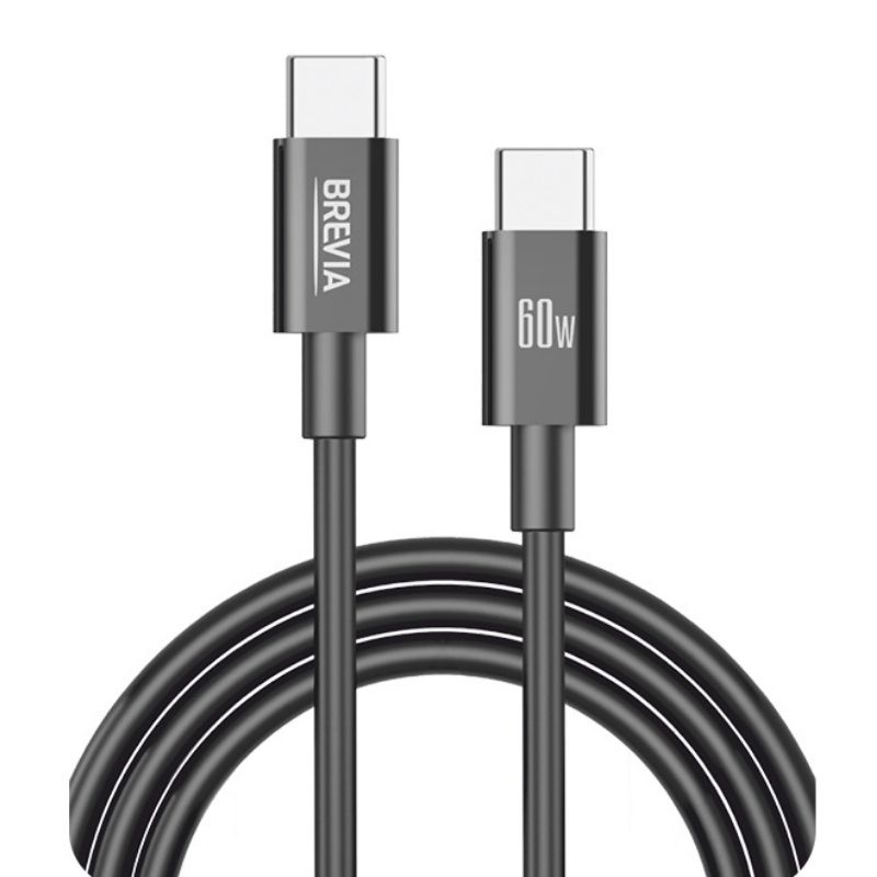 Кабель BREVIA Type-C to Type-C 60W 1m, black, box (250шт.) (55100BCCC1)