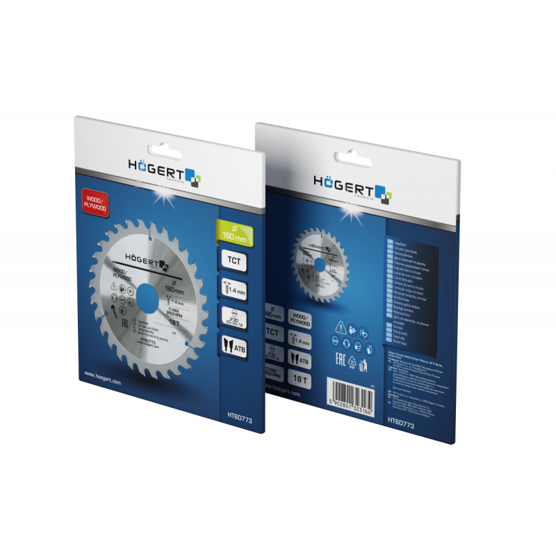Диск пильний по дереву 160x18Tx30 Mn65 Hogert (HT6D773)