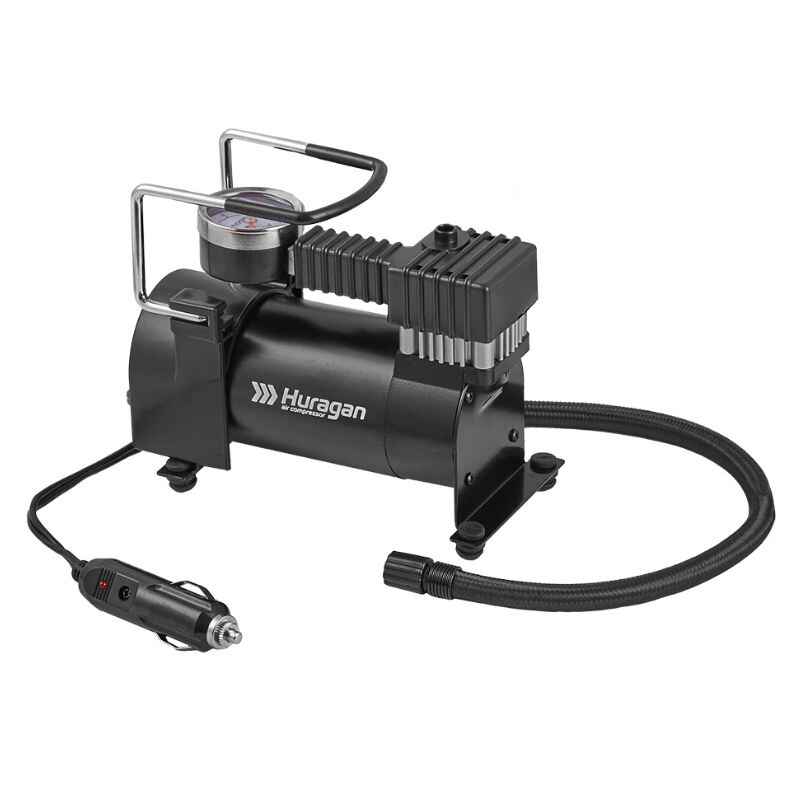 Автокомпресор однопоршневий від прикурювача HURAGAN автомобільний компресор для шин R13-R15 7Атм 35л/хв 150 Вт (H0100)