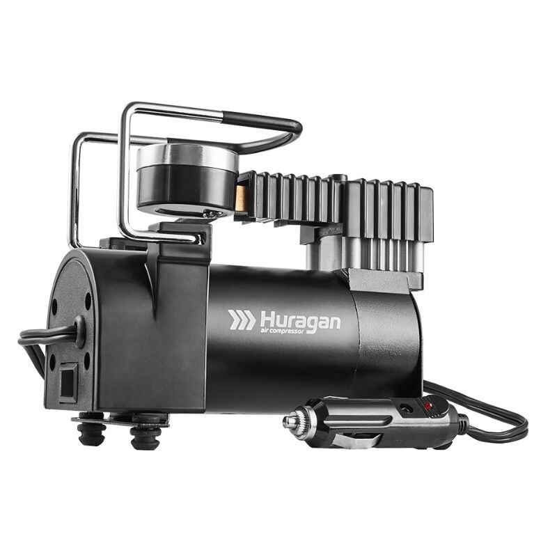 Автокомпресор однопоршневий від прикурювача HURAGAN автомобільний компресор для шин R13-R15 7Атм 35л/хв 150 Вт (H0100)