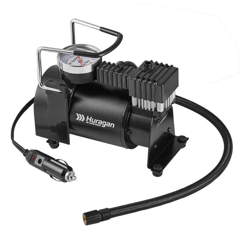 Автокомпресор однопоршневий від прикурювача HURAGAN автомобільний компресор для шин R13-R16 7Атм 37 л/хв 170Вт (H0200)