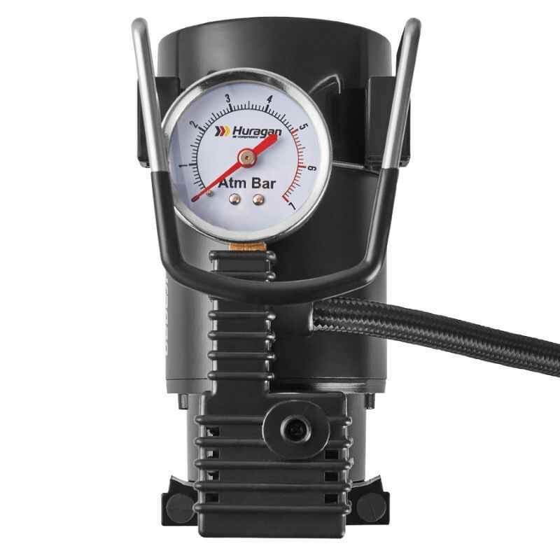Автокомпресор однопоршневий від прикурювача HURAGAN автомобільний компресор для шин R13-R16 7Атм 37 л/хв 170Вт (H0200)