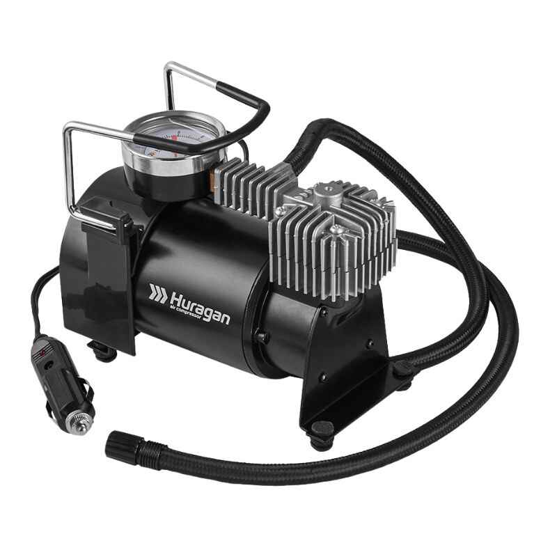 Автокомпресор однопоршневий від прикурювача HURAGAN автомобільний компресор для шин R13-R16 7Атм 37л/хв 170Вт (H0300)