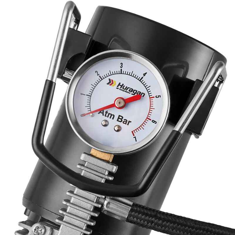 Автокомпресор однопоршневий від прикурювача HURAGAN автомобільний компресор для шин R13-R16 7Атм 37л/хв 170Вт (H0300)