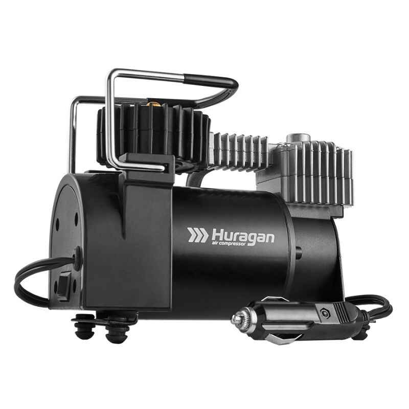 Автокомпресор однопоршневий від прикурювача HURAGAN автомобільний компресор з автостопом для шин R13-R16 7Атм 37л/хв 170Вт (H0400)