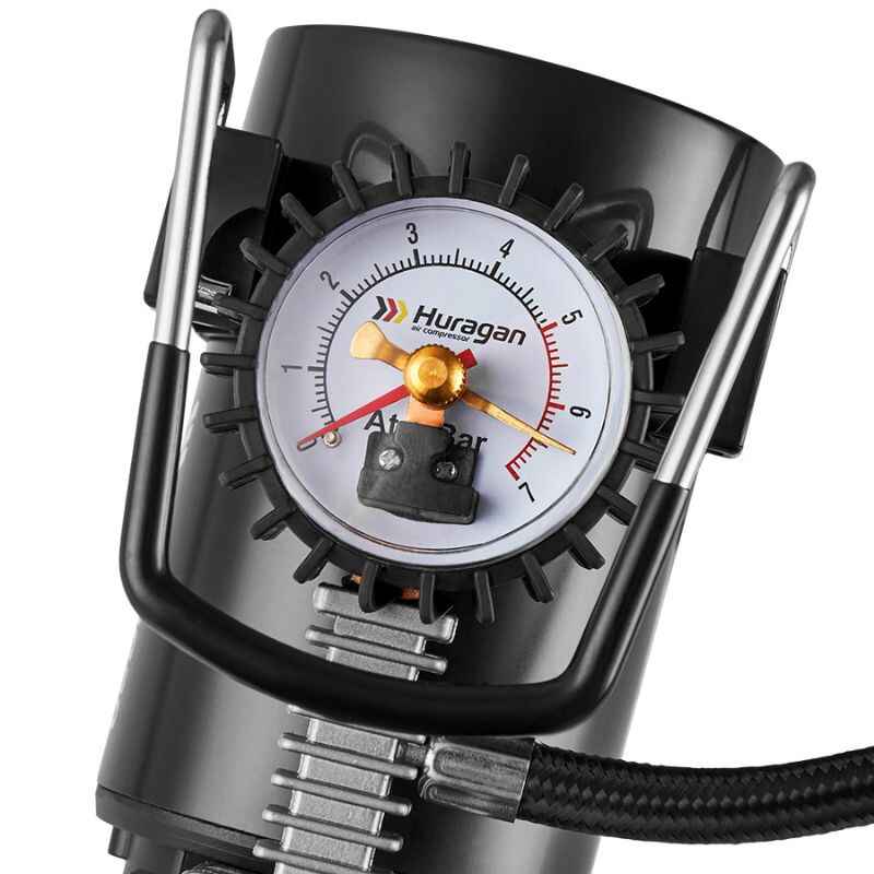 Автокомпресор однопоршневий від прикурювача HURAGAN автомобільний компресор з автостопом для шин R13-R16 7Атм 37л/хв 170Вт (H0400)